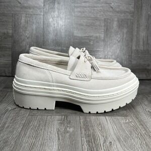 Converse Loafers Women 9 Egret Suede Platform Lug Sole Tassel NEW A15553C